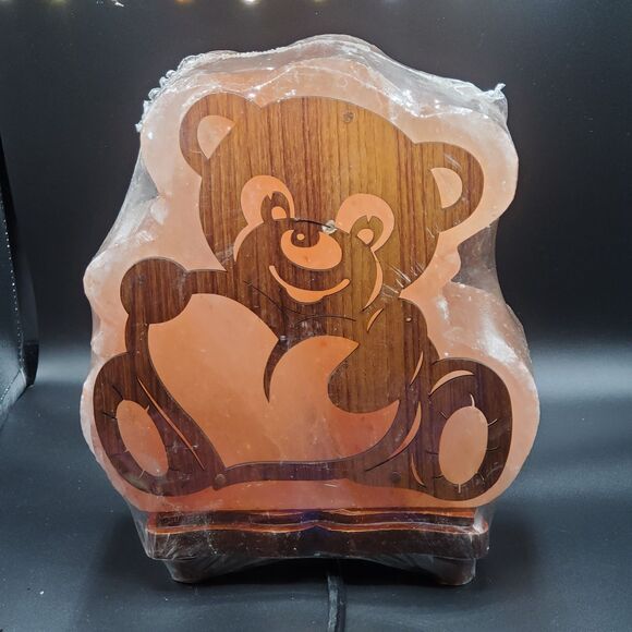 Teddy Bear Himalayan Salt Lamp w/Bulb & Dimmer Switch Cord Home Decor - Picture 8 of 10